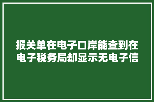 报关单在电子口岸能查到在电子税务局却显示无电子信息怎么办 报关单在电子口岸能查到在电子税务局却显示无电子信息怎么办 智能科技