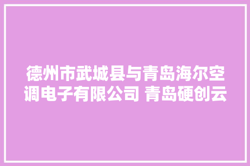 德州市武城县与青岛海尔空调电子有限公司 青岛硬创云能科技有限公司签订合作协议 德州市武城县与青岛海尔空调电子有限公司 青岛硬创云能科技有限公司签订合作协议 智能科技