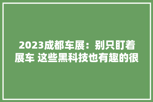 2023成都车展：别只盯着展车 这些黑科技也有趣的很 2023成都车展：别只盯着展车 这些黑科技也有趣的很 人工智能