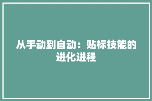 从手动到自动：贴标技能的进化进程
