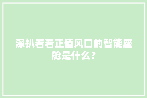 深扒看看正值风口的智能座舱是什么？ 深扒看看正值风口的智能座舱是什么？ 智能家居