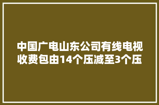 中国广电山东公司有线电视收费包由14个压减至3个压减比例79% 中国广电山东公司有线电视收费包由14个压减至3个压减比例79% 互联通信
