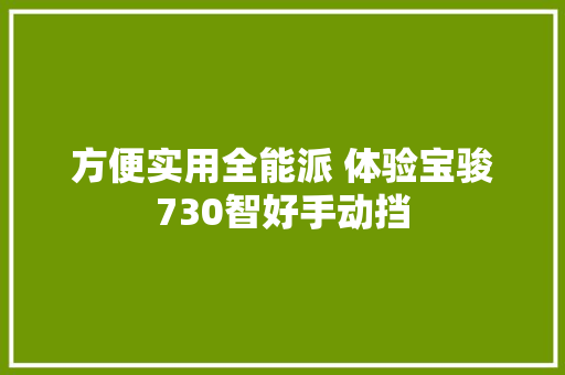 方便实用全能派 体验宝骏730智好手动挡
