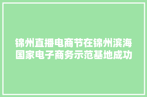 锦州直播电商节在锦州滨海国家电子商务示范基地成功举办
