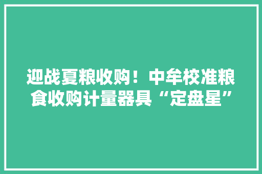 迎战夏粮收购！中牟校准粮食收购计量器具“定盘星” 迎战夏粮收购！中牟校准粮食收购计量器具“定盘星” 智能科技