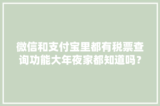 微信和支付宝里都有税票查询功能大年夜家都知道吗？ 微信和支付宝里都有税票查询功能大年夜家都知道吗？ 人工智能
