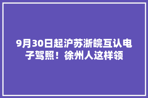 9月30日起沪苏浙皖互认电子驾照！徐州人这样领 9月30日起沪苏浙皖互认电子驾照！徐州人这样领 智能家居