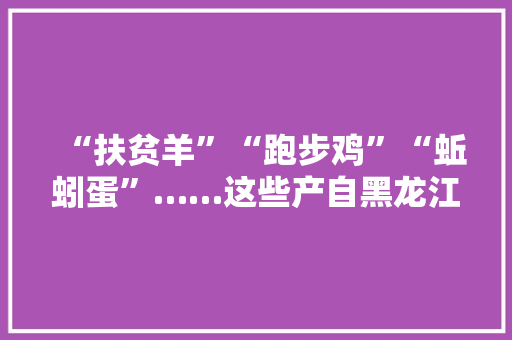“扶贫羊”“跑步鸡”“蚯蚓蛋”……这些产自黑龙江的特色产品俏销收集