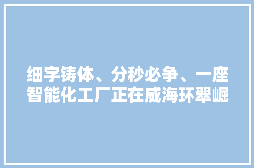 细字铸体、分秒必争、一座智能化工厂正在威海环翠崛起 细字铸体、分秒必争、一座智能化工厂正在威海环翠崛起 人工智能