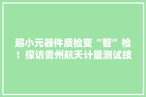 超小元器件质检变“智”检！探访贵州航天计量测试技能研究所智能检测产线 超小元器件质检变“智”检！探访贵州航天计量测试技能研究所智能检测产线 互联通信