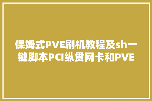 保姆式PVE刷机教程及sh一键脚本PCI纵贯网卡和PVE优化的实用方法 保姆式PVE刷机教程及sh一键脚本PCI纵贯网卡和PVE优化的实用方法 互联通信