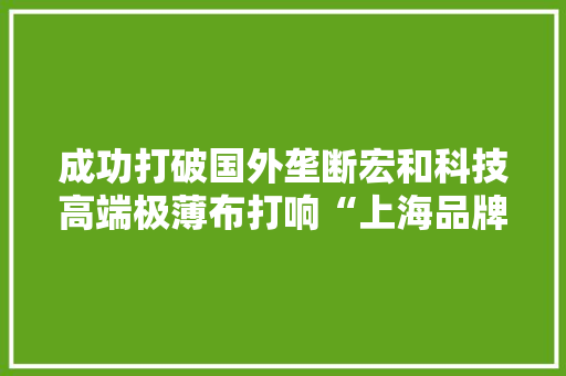 成功打破国外垄断宏和科技高端极薄布打响“上海品牌”