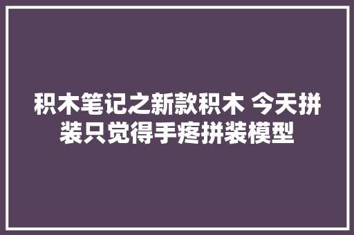 积木笔记之新款积木 今天拼装只觉得手疼拼装模型 积木笔记之新款积木 今天拼装只觉得手疼拼装模型 智能家居