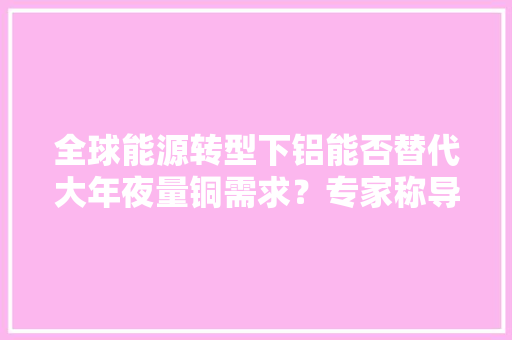 全球能源转型下铝能否替代大年夜量铜需求？专家称导电性是关键 全球能源转型下铝能否替代大年夜量铜需求？专家称导电性是关键 智能家居