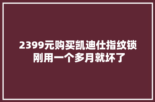 2399元购买凯迪仕指纹锁 刚用一个多月就坏了 2399元购买凯迪仕指纹锁 刚用一个多月就坏了 智能家居