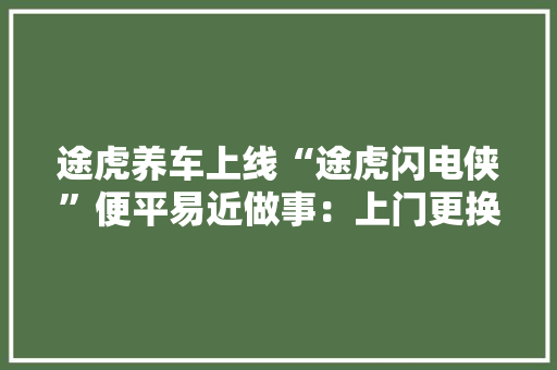 途虎养车上线“途虎闪电侠”便平易近做事：上门更换蓄电池最快28分钟安装