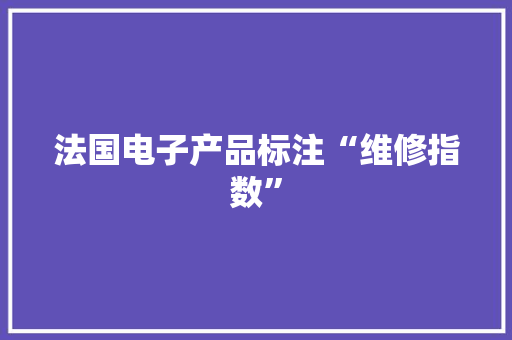 法国电子产品标注“维修指数”