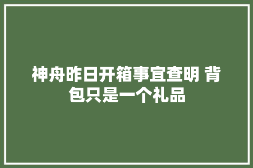 神舟昨日开箱事宜查明 背包只是一个礼品