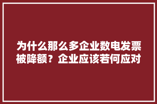为什么那么多企业数电发票被降额？企业应该若何应对？ 为什么那么多企业数电发票被降额？企业应该若何应对？ 智能家居