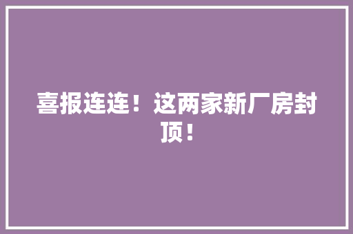 喜报连连！这两家新厂房封顶！