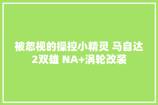 被忽视的操控小精灵 马自达2双雄 NA+涡轮改装