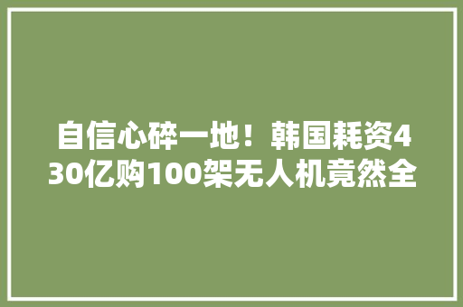 自信心碎一地！韩国耗资430亿购100架无人机竟然全是中国制造！