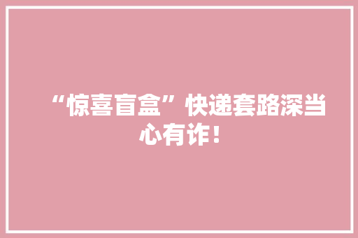 “惊喜盲盒”快递套路深当心有诈！