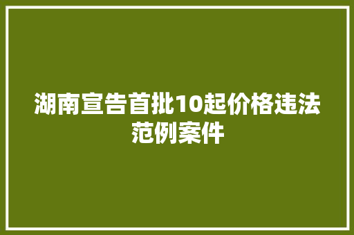 湖南宣告首批10起价格违法范例案件
