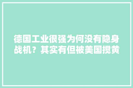 德国工业很强为何没有隐身战机？其实有但被美国搅黄了