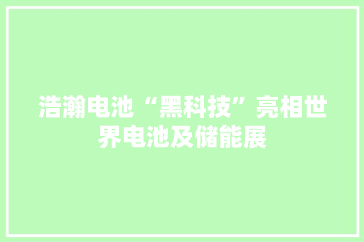 浩瀚电池“黑科技”亮相世界电池及储能展