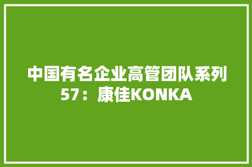 中国有名企业高管团队系列57：康佳KONKA