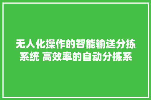 无人化操作的智能输送分拣系统 高效率的自动分拣系统