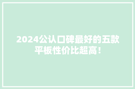 2024公认口碑最好的五款平板性价比超高！