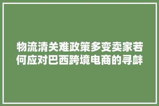 物流清关难政策多变卖家若何应对巴西跨境电商的寻衅？