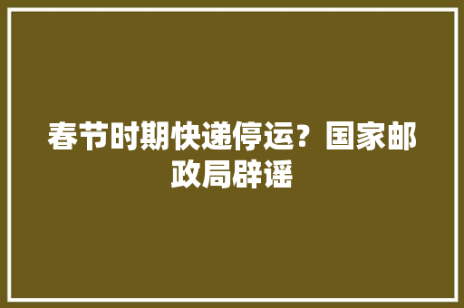 春节时期快递停运？国家邮政局辟谣 春节时期快递停运？国家邮政局辟谣 人工智能