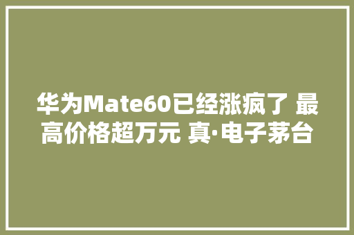 华为Mate60已经涨疯了 最高价格超万元 真·电子茅台？ 华为Mate60已经涨疯了 最高价格超万元 真·电子茅台？ 智能科技