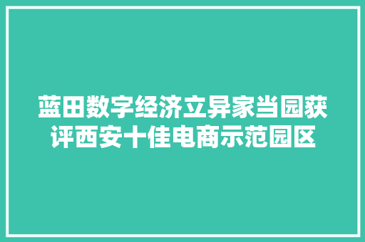 蓝田数字经济立异家当园获评西安十佳电商示范园区