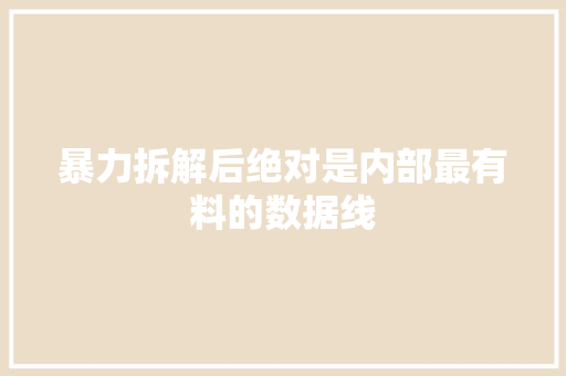 暴力拆解后绝对是内部最有料的数据线