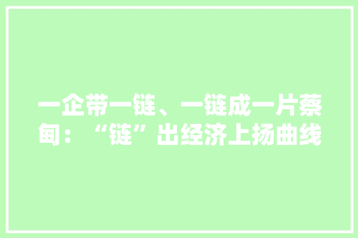 一企带一链、一链成一片蔡甸：“链”出经济上扬曲线,家当是什么意思。