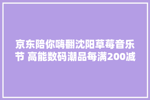 京东陪你嗨翻沈阳草莓音乐节 高能数码潮品每满200减30