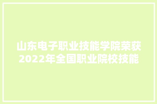 山东电子职业技能学院荣获2022年全国职业院校技能大年夜赛（高职组）电子产品芯片级检测维修与数据恢复赛项一等奖