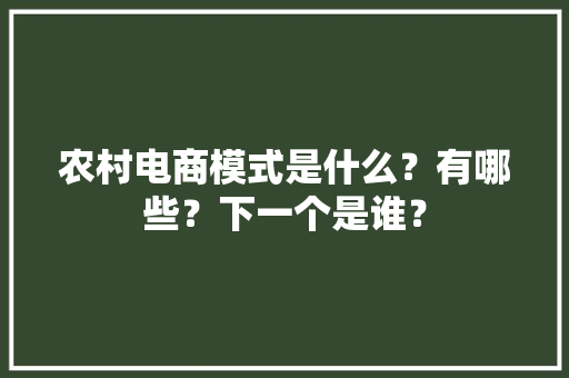 农村电商模式是什么？有哪些？下一个是谁？ 农村电商模式是什么？有哪些？下一个是谁？ 互联通信