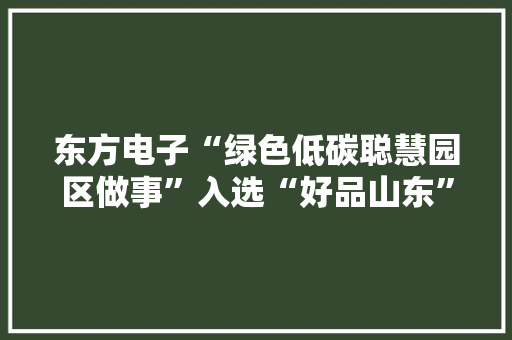东方电子“绿色低碳聪慧园区做事”入选“好品山东”品牌