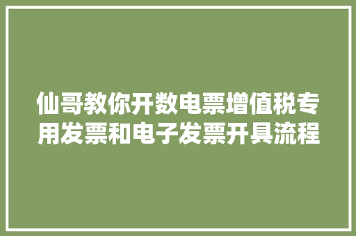 仙哥教你开数电票增值税专用发票和电子发票开具流程