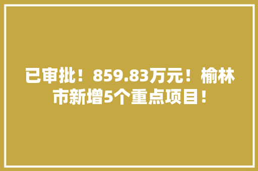 已审批！859.83万元！榆林市新增5个重点项目！