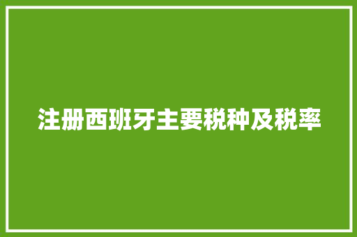 注册西班牙主要税种及税率