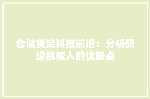 仓储货架科技前沿：分析码垛机械人的优缺点