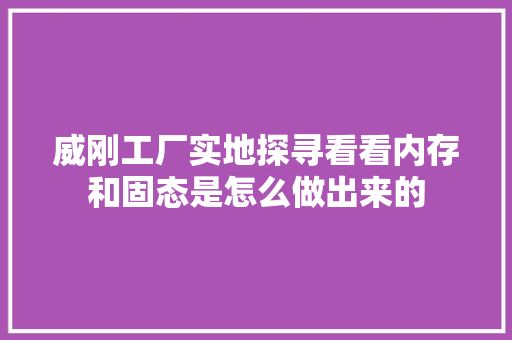 威刚工厂实地探寻看看内存和固态是怎么做出来的