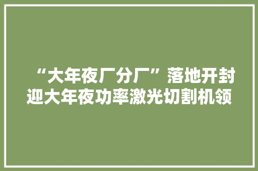 “大年夜厂分厂”落地开封迎大年夜功率激光切割机领域成长机遇