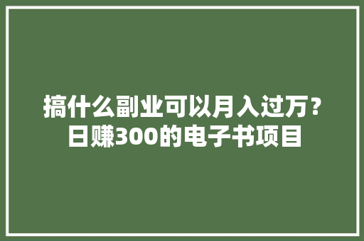搞什么副业可以月入过万？日赚300的电子书项目,电子书免费阅读。